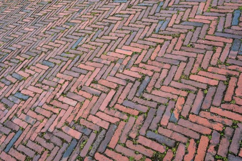 Clinker paving in herringbone pattern, Netherlands