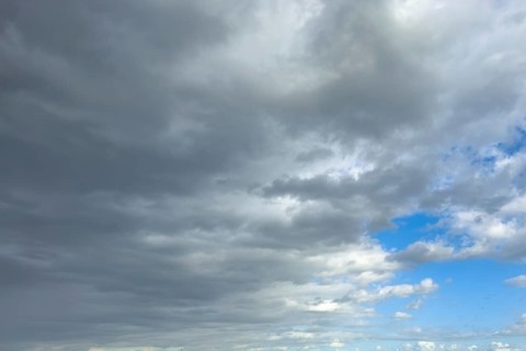 Left cold front clouds of cumulus clouds right in front altocumulus clouds and stratocumulus