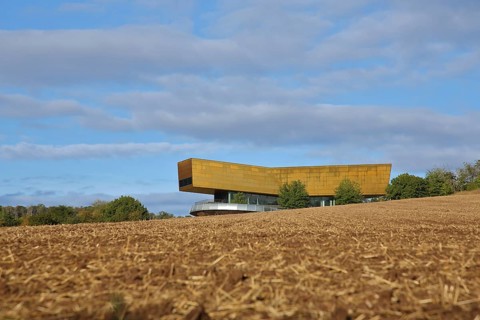 Arche Visitor Centre, archaeological museum, modern building, solitary, field, field, Nebra,