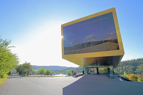 Ark Visitor Centre, archaeological museum, modern building, glass wall, Nebra, Saxony-Anhalt,