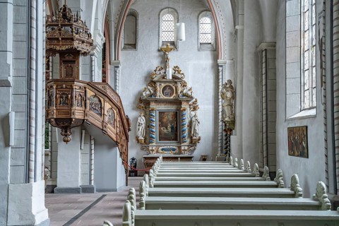 Interior of the Church of St James the Elder or Jakobikirche in Goslar, Lower Saxony, Germany