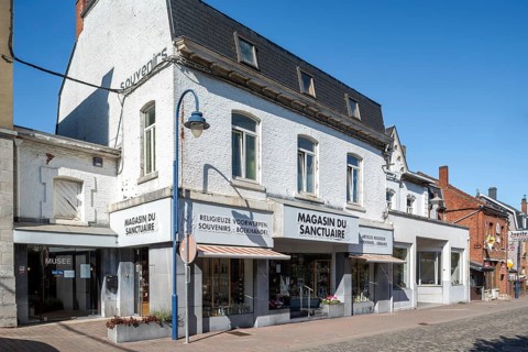 Souvenir shop, museum near Our Lady of Beauraing, Notre-Dame de Beauraing sanctuary, place of
