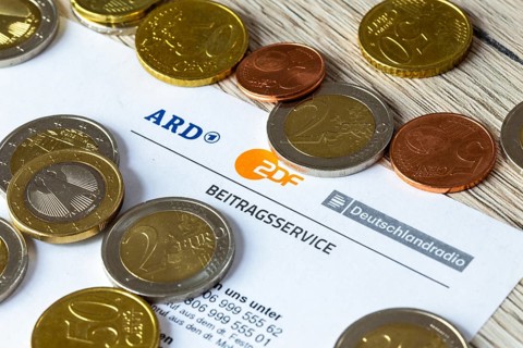 Symbolic image of the licence fee: close-up of a letterhead with the ARD, ZDF and Deutschlandradio