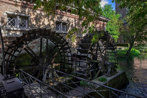 Old water mill at Kasteel van Arenberg, Arenberg Castle, 16th century Flemish Renaissance château