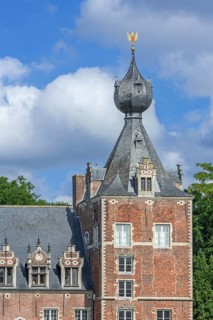 Arenberg Castle, 16th century Flemish Renaissance château showing onion dome with Reichsadler,