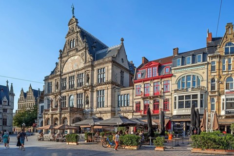 NTGent, Nederlands Toneel Gent, theatre company at the Sint-Baafsplein, St Bavo Square in the