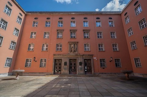 Main entrance of the Oberfinanz Direktion, Sophienstr. 6, Munich, Bavaria, Germany