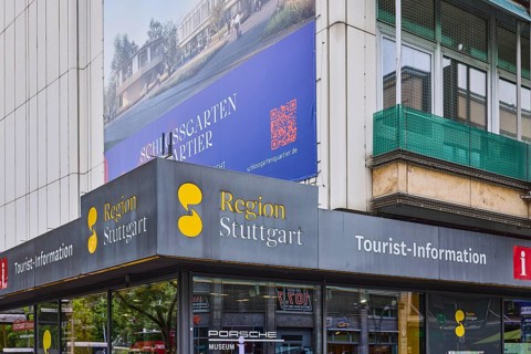 Tourist-Information Stuttgart, Touristinfo, building, facade, diffuse light, Arnulf-Klett-Platz,