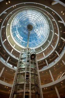 Interior view, glass dome of the Karlspassage in the Breuninger department stores', shopping