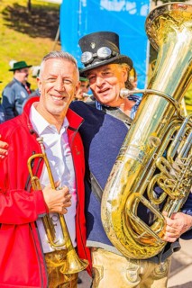 The musicians Roland Schleifer and Günter Höchtl from the music group Blechblosn, Wiesnwirte