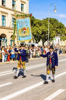 Flag bearer of the Bavarian Sport Shooting Association, traditional traditional costume and