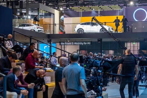 Volkswagen exhibition stand. IAA MOBILITY in Munich. The motor show presents itself as a holistic