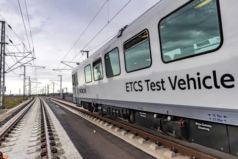 Test run on the new railway line between Wendlingen and the new airport station. The section of the