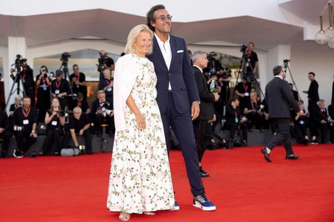 Venice, Italy - 2 September 2025: Iris Knobloch and François Breavoine during the red carpet of - A