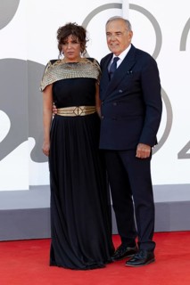 Venice, Italy - 3 September 2025: Kaouther Ben Hania and Alberto Barbera during the Red Carpet of -