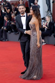 Venice, Italy - 3 September 2025: Pietro Tartaglione and Rosa Perrotta during the red carpet of -