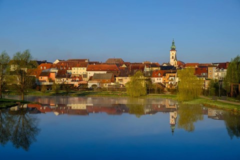 Old town centre of Tirschenreuth, at the Fischhof, Upper Palatinate, Bavaria, Germany