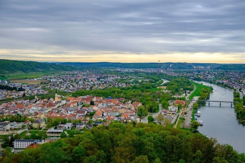 View of Kelheim, Upper Palatinate, Bavaria, Germany from the Liberation Hall