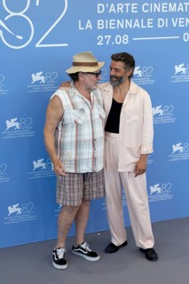 Venice, Italy - 3 September 2025: Julian Schnabel and Oscar Isaac during the Photo Call of - In the
