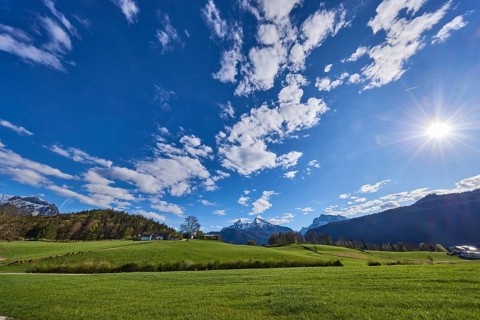 Landscape photography, mountain landscape, mountain Watzmann, Hochkalter, mountains, meadow,
