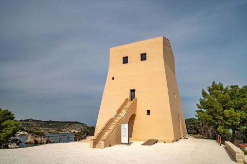 The Torre San Felice watchtower in Vieste, Gargano, Apulia, Italy
