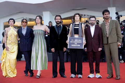 Venice, Italy - 1 September 2025: Charlie Kaufman, Eva H.D., Josef Akiki, Emily McCann Lesser,