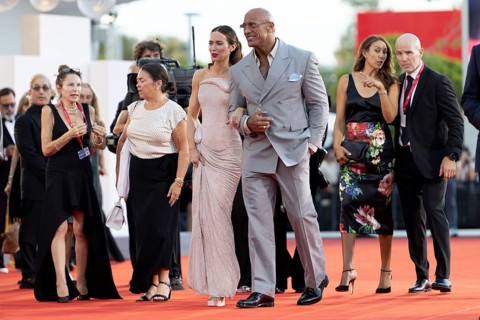 Venice, Italy - 1 September 2025: Emily Blunt and Dwayne Johnson during the red carpet of - The