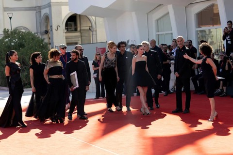 Venice, Italy - 3 September 2025: The cast with Nadim Cheikhrouha, Odessa Rae, James Wilson,