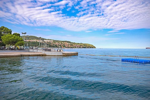 Ukmarjev Square and marina in the town of Koper, Slovenia