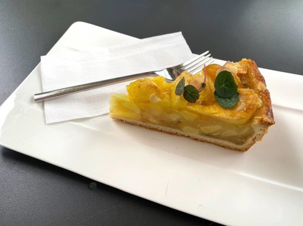 Piece of apple pie, cake fork, plate, napkin, food, Canton Schwyz, Switzerland