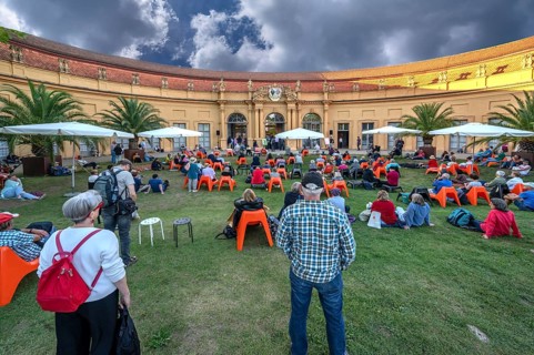 Poetry Festival in front of the Orangery in the Palace Gardens, Erlangen, Middle Franconia,