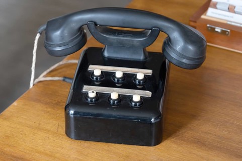 Historic company telephone made of Bakelite, industrial museum Lauf an der Pegnitz, Middle