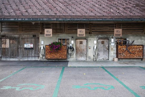 Charging station for electric cars, Kemmeriboden, Schangnau, Switzerland