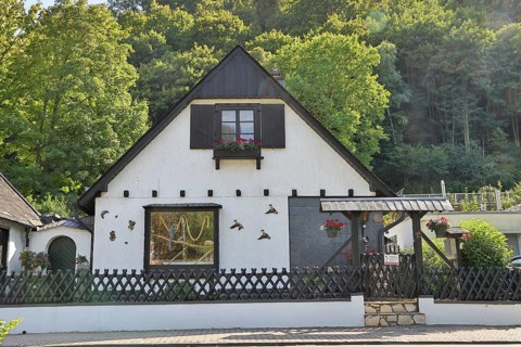 Small, beautiful residential building on the Lahn riverside promenade, Bad Ems,