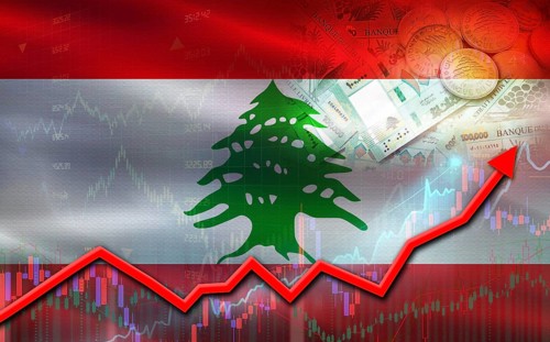 Lebanon economic growth on financial graph. Lebanon financial growth on market graph