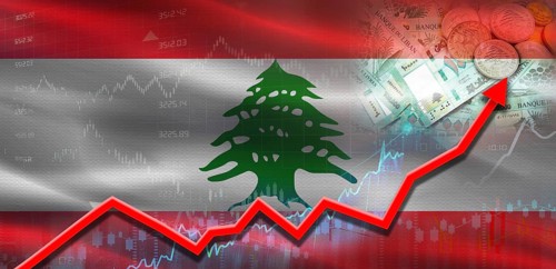 Lebanon financial growth on market graph. Lebanon economic growth on financial graph