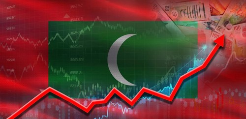 Maldives financial growth on market graph. Maldives economic growth on financial graph