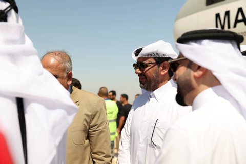 A Qatari aircraft carrying humanitarian and medical aid arrives at Damascus International Airport,