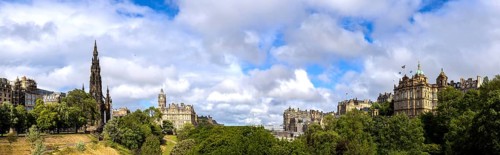 Edinburgh, capital of Scotland, panoramic skyline view of Historic Center Old Town