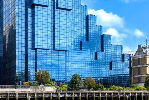London city financial business center panorama skyline view from the River Thames