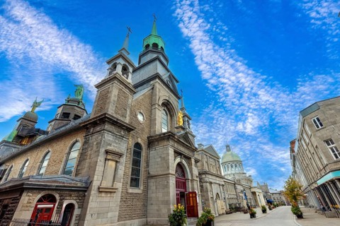 Canada, Old Montreal historic town and Old Port, main tourist attractions destination in Quebec
