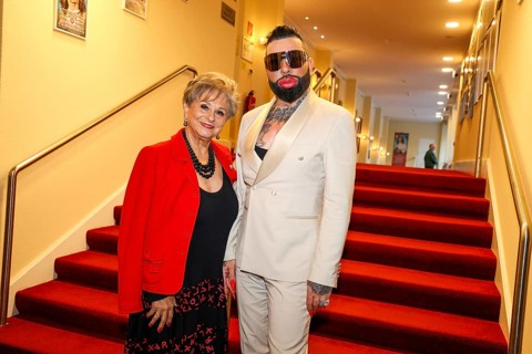 Dagmar Frederic and Harald Glööckler at the premiere of the play 'Der eingebildet Kranke' and