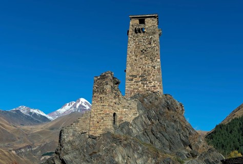 Defence defence tower of the medieval fortress of Sno, also known as Gudushauri Castle, mountain