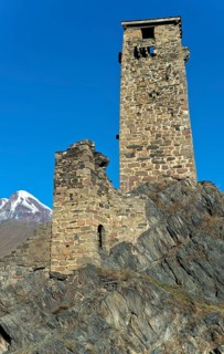 Defence defence tower of the medieval fortress of Sno, also known as Gudushauri Castle, mountain
