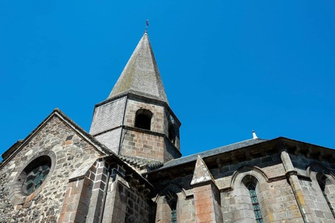Compains, Saint Georges church, Cezallier region, Auvergne Volcanoes Regional Park, Puy de Dome,