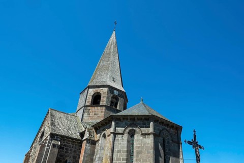 Compains, Saint Georges church, Auvergne Volcanoes Regional Park, Cezallier region, Puy de Dome,