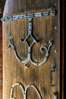 Compains, ironwork detail on the entrance door, Saint Georges church, Auvergne Volcanoes Regional