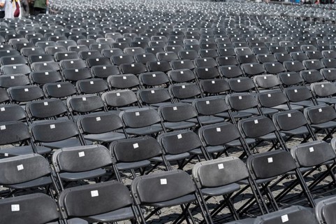 Seating in front of the start of Klassik auf dem Odeonsplatz, Munich, Bavaria, Germany
