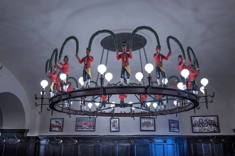 Chandelier with figures from the Scheffler dance, Munich, Bavaria, Germany