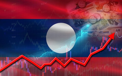Laos economic growth on financial graph. Laos financial growth on market graph